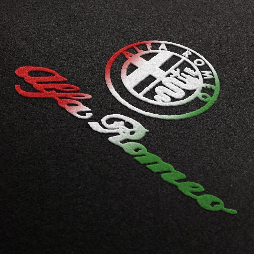 Velours Fußmatten Logo+Schrift Italia für Alfa Romeo Stelvio Typ 949 ab 2017- 4-teilig